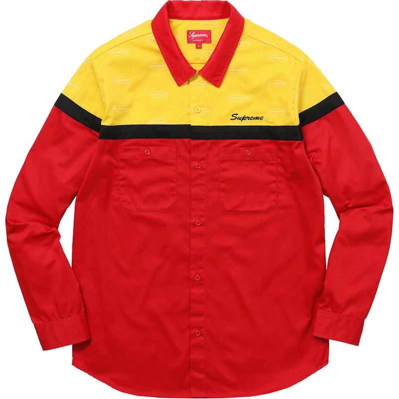 Supreme Color Blocked Work Shirt Red