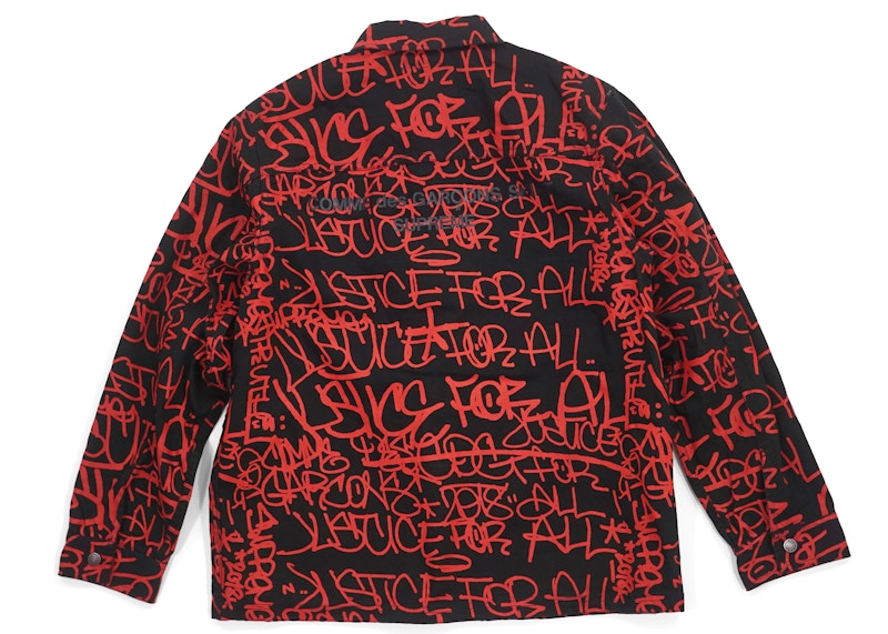 Supreme Comme des Garcons SHIRT Printed Canvas Chore Coat Black