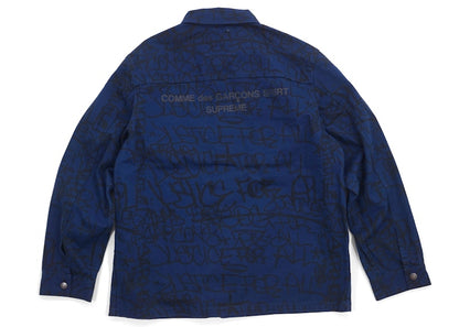 Supreme Comme des Garcons SHIRT Printed Canvas Chore Coat Navy