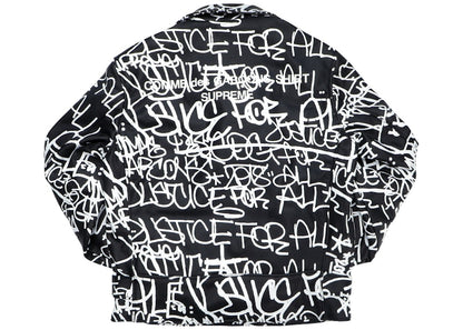 Supreme Comme des Garcons SHIRT Schott Painted Perfecto Leather Jacket Black