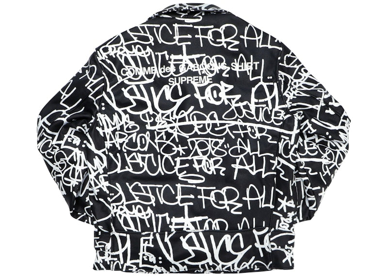 Supreme Comme des Garcons SHIRT Schott Painted Perfecto Leather Jacket Black