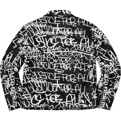 Supreme Comme des Garcons SHIRT Schott Painted Perfecto Leather Jacket Black