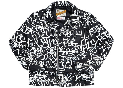 Supreme Comme des Garcons SHIRT Schott Painted Perfecto Leather Jacket Black