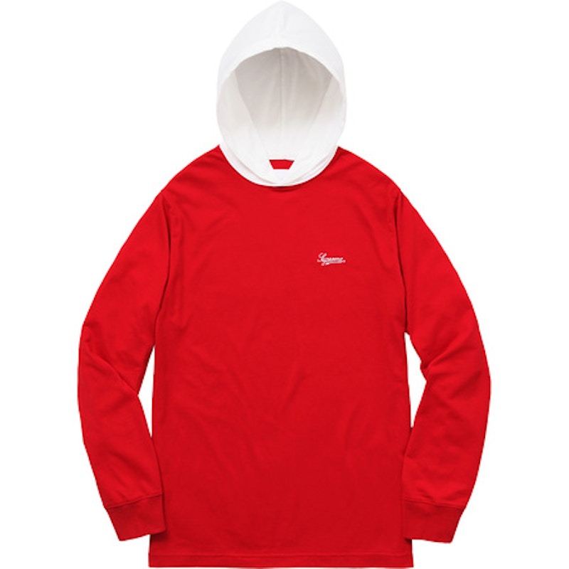 Supreme Contrast Hooded LS Top Red