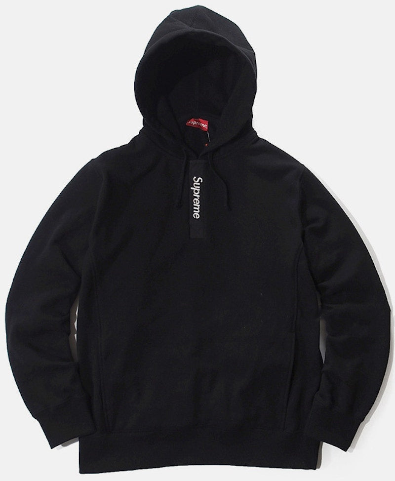 Supreme Contrast Plackett Hooded Sweatshirt Black
