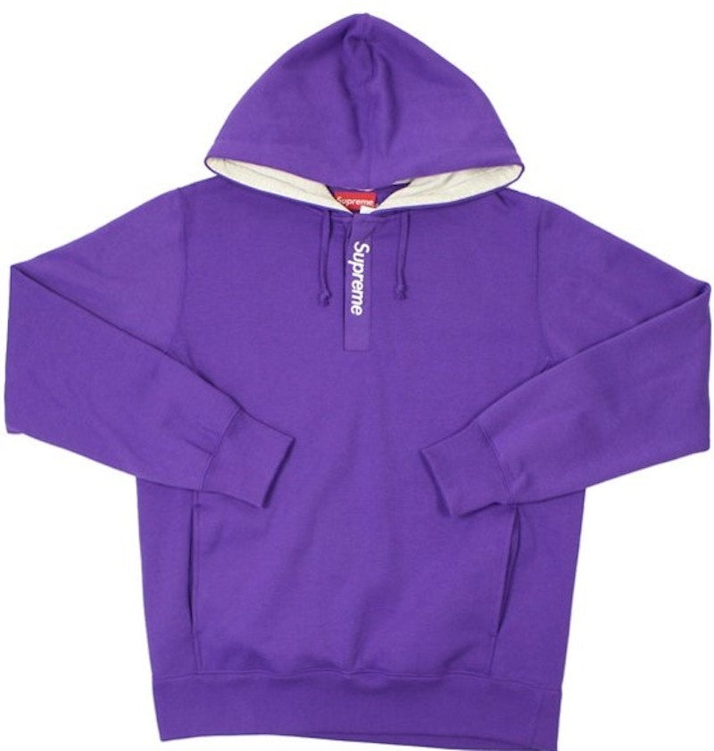 Supreme Contrast Plackett Hooded Sweatshirt Purple