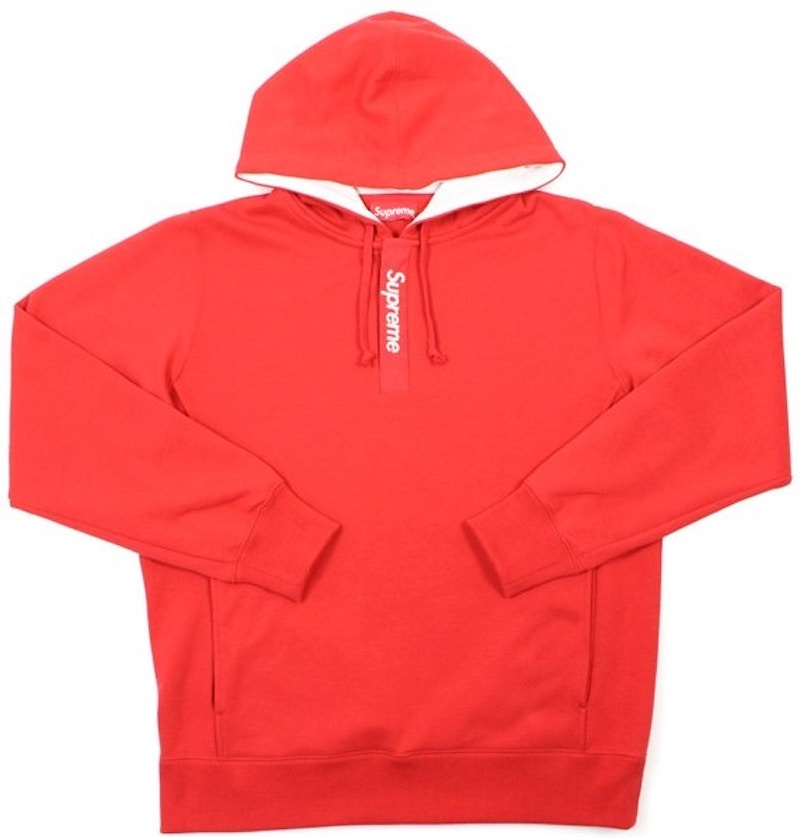Supreme Contrast Plackett Hooded Sweatshirt Red