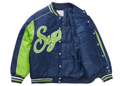 Supreme Contrast Script Varsity Jacket Navy