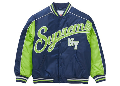 Supreme Contrast Script Varsity Jacket Navy