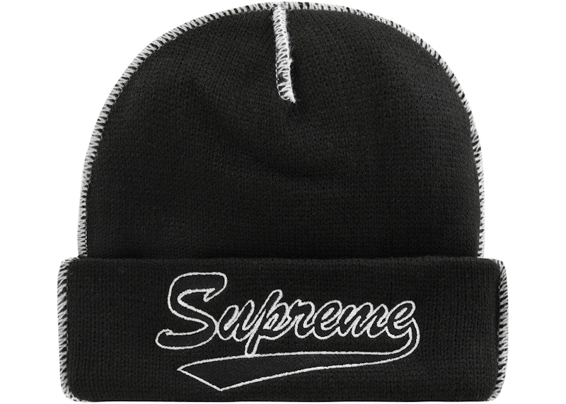 Supreme Contrast Stitch Beanie (FW22) Black