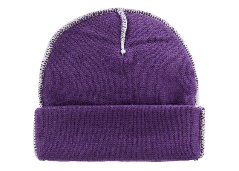 Supreme Contrast Stitch Beanie (FW22) Purple