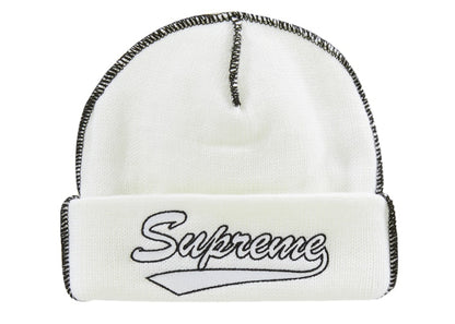 Supreme Contrast Stitch Beanie (FW22) White