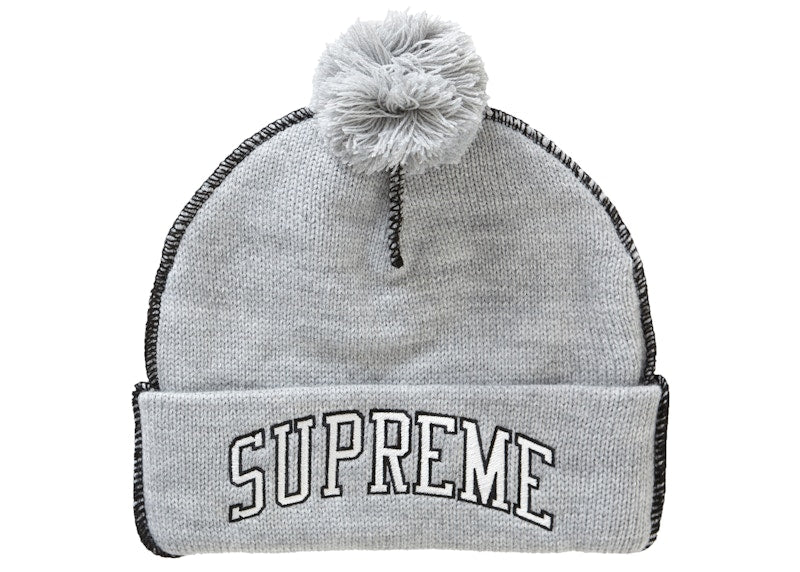 Supreme Contrast Stitch Beanie Heather Grey