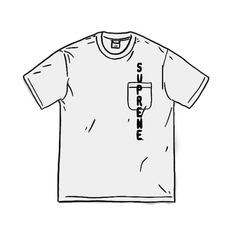 Supreme Contrast Stitch Pocket Tee White