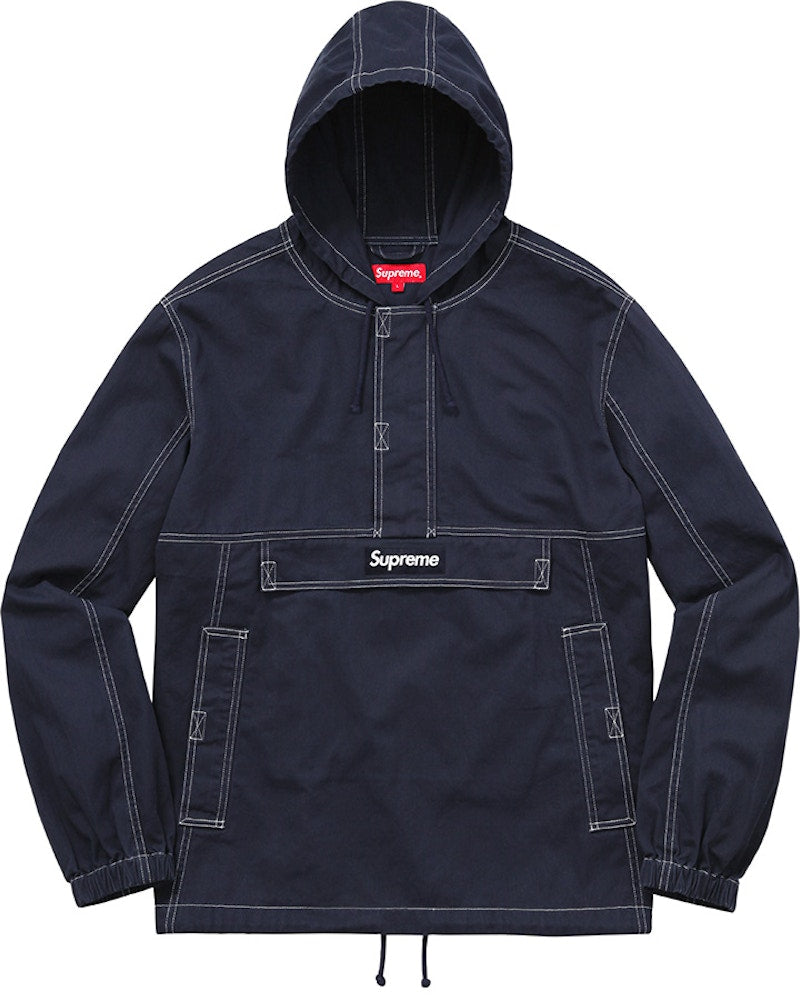 Supreme Contrast Stitch Twill Pullover Navy