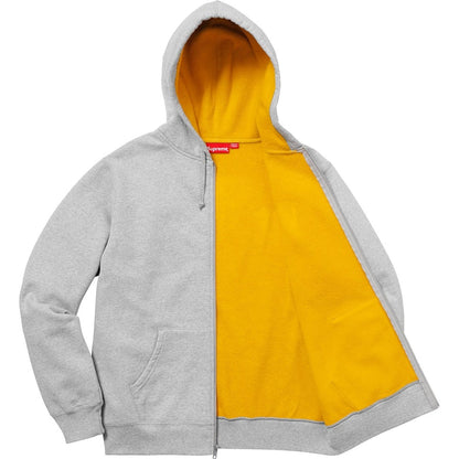 Supreme Contrast Zip Up Hooded Sweatshirt Heather Grey