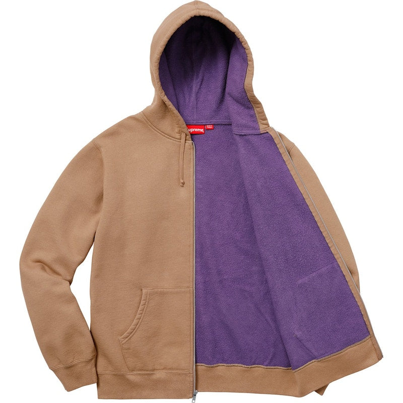 Supreme Contrast Zip Up Hooded Sweatshirt Light Brown
