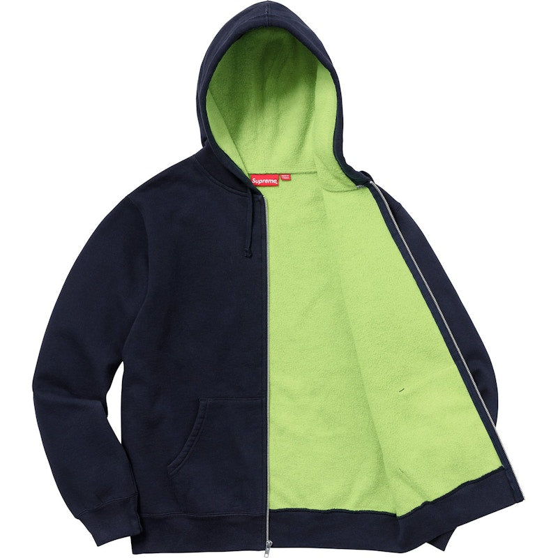 Supreme Contrast Zip Up Hooded Sweatshirt Navy