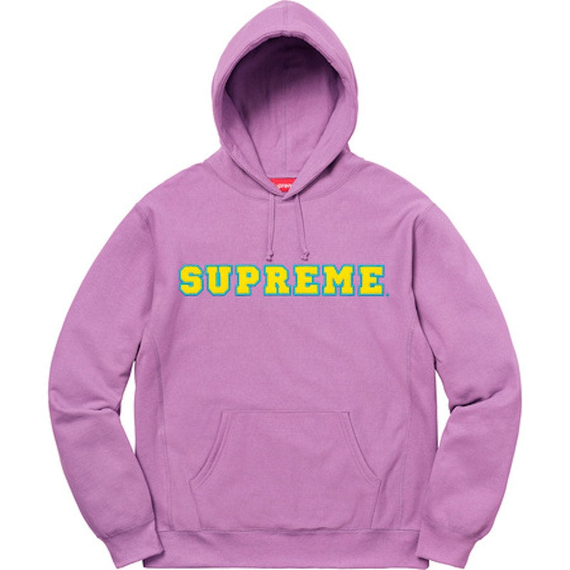 Supreme Cord Collegiate Logo Hooded Sweatshirt Violet