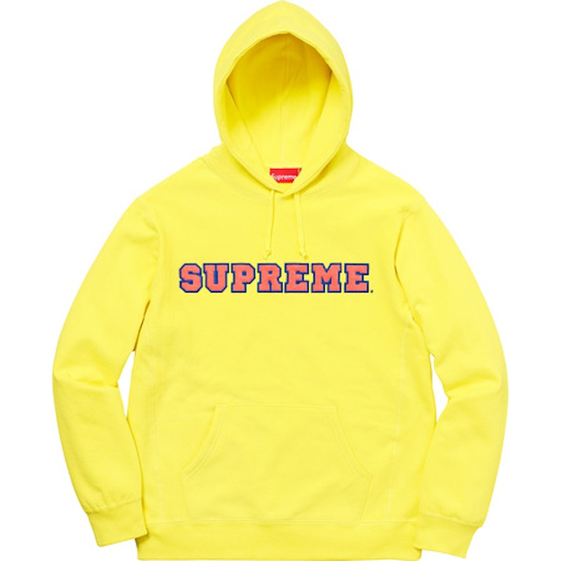 Supreme Cord Collegiate Logo Hooded Sweatshirt Lemon