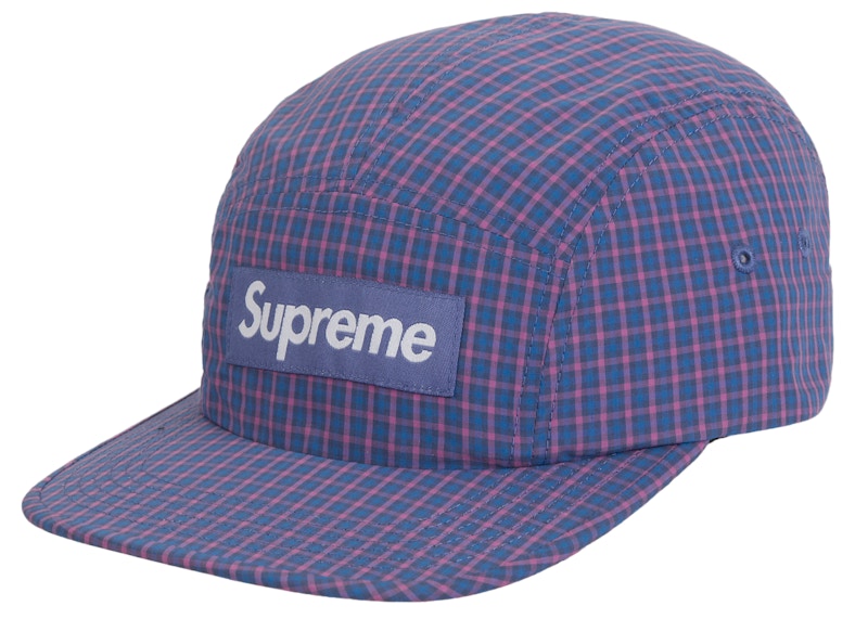 Supreme Cordura Plaid Camp Cap Blue