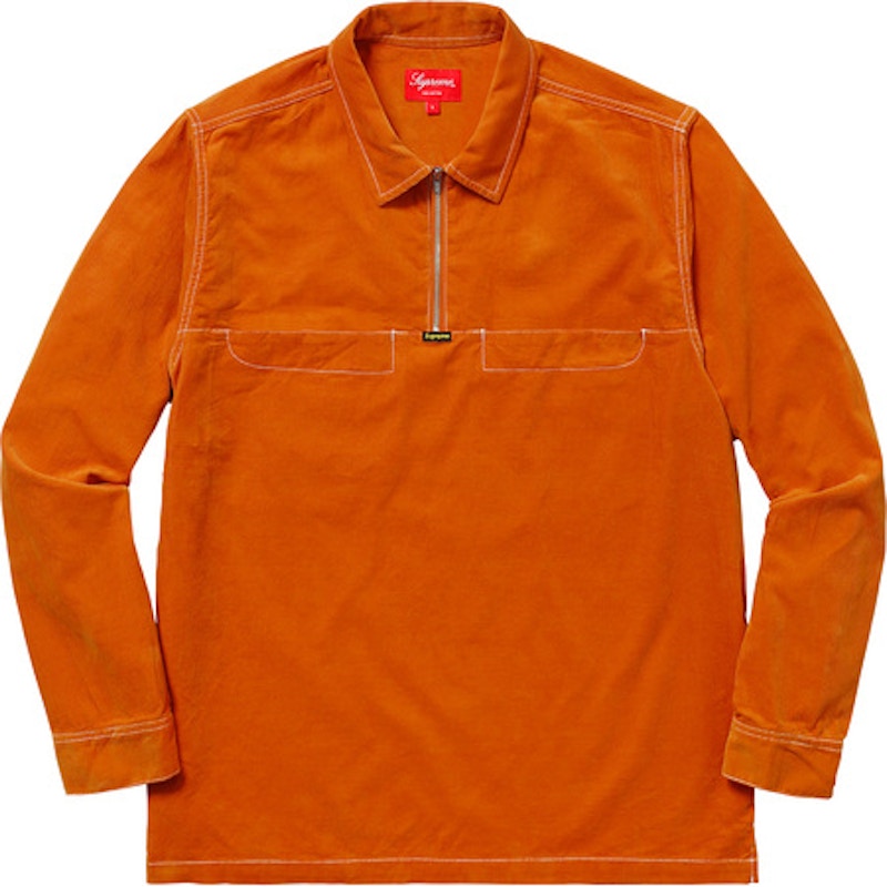 Supreme Corduroy Half Zip Shirt Orange
