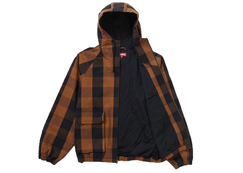 Supreme Cotton Hooded Jacket Brown Plaid