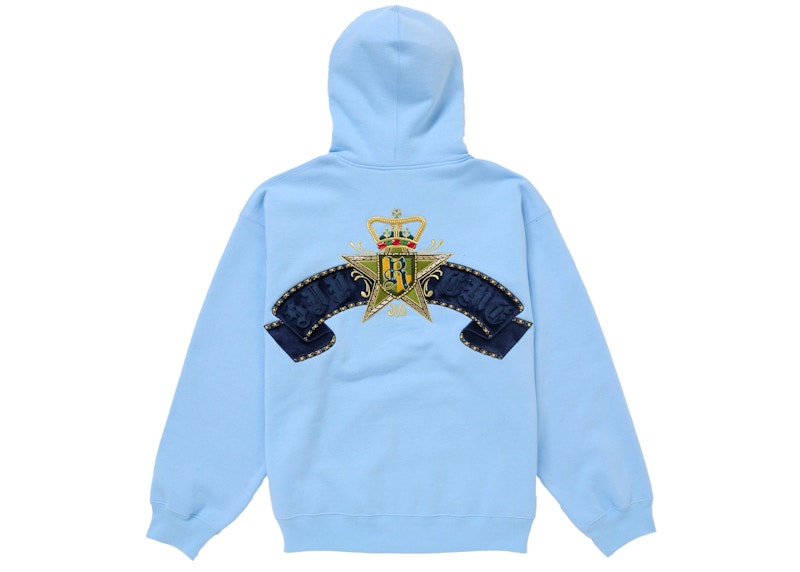 Supreme Crest Zip Up Hooded Sweatshirt Light Blue