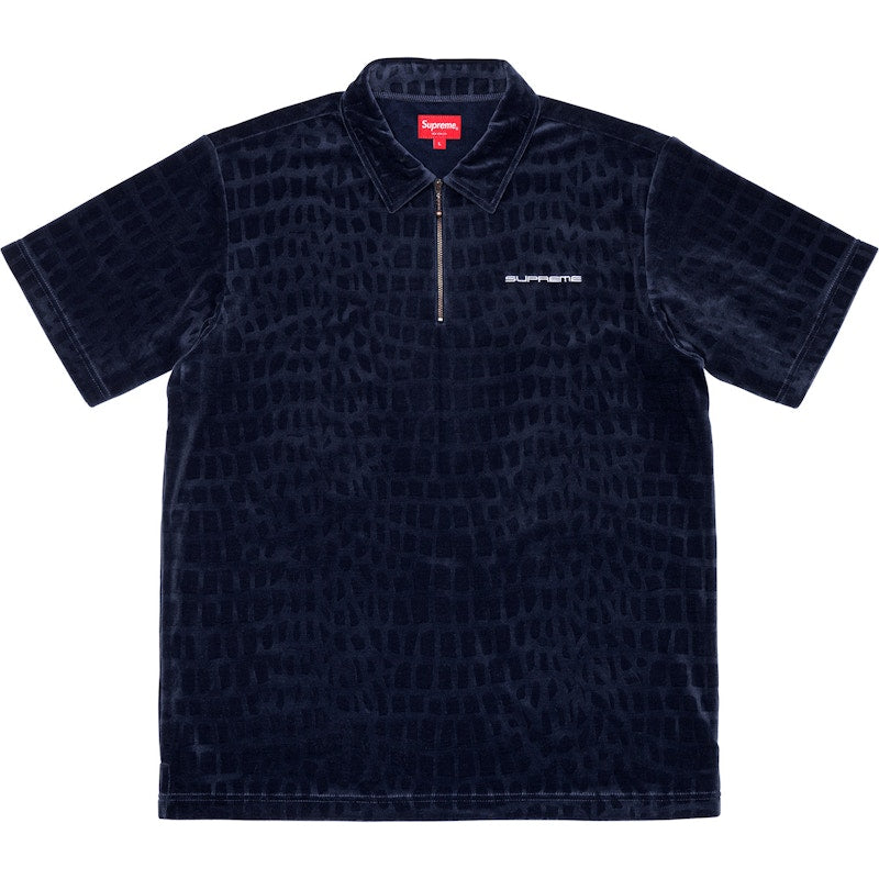 Supreme Croc Velour Zip Polo Navy