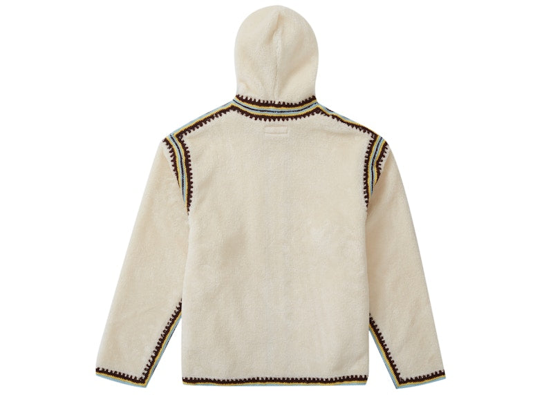 Supreme Crochet Edge Hooded Zip Up Top White
