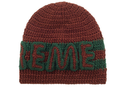 Supreme Crochet Logo Beanie Brown