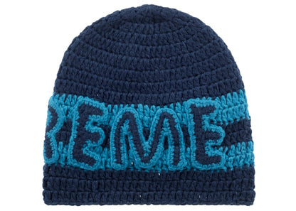 Supreme Crochet Logo Beanie Navy