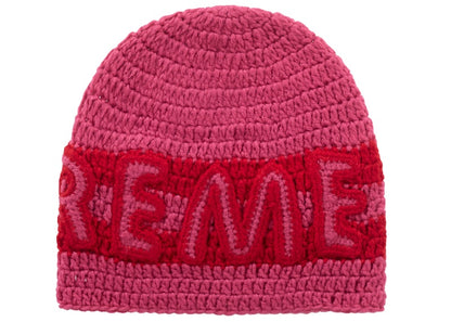 Supreme Crochet Logo Beanie Pink
