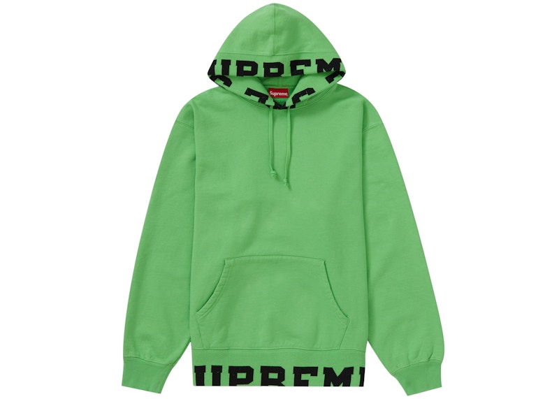 Supreme Cropped Logos Hooded Sweatshirt Bright Green