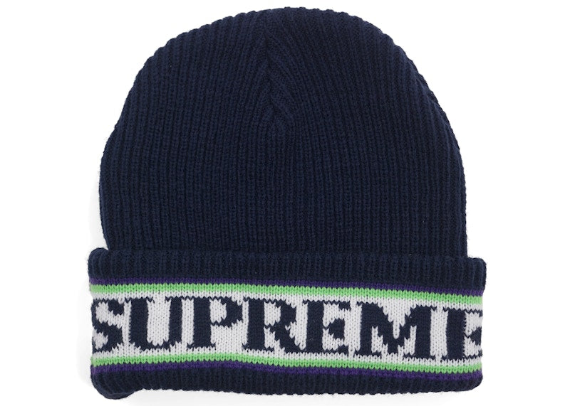 Supreme Cuff Logo Beanie Navy