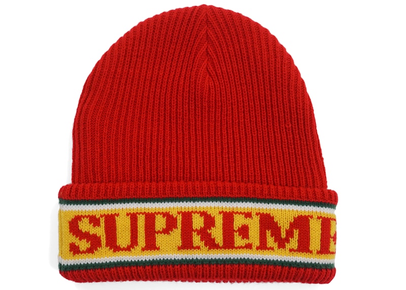 Supreme Cuff Logo Beanie Red