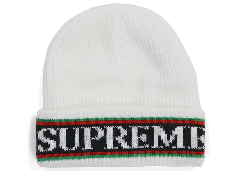 Supreme Cuff Logo Beanie White