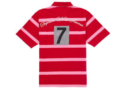 Supreme Cursive Polo Red Stripe