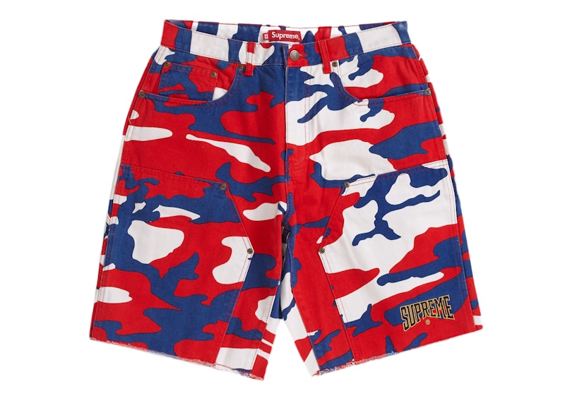 Supreme Cutoff Double Knee Denim Painter Short Red Camo