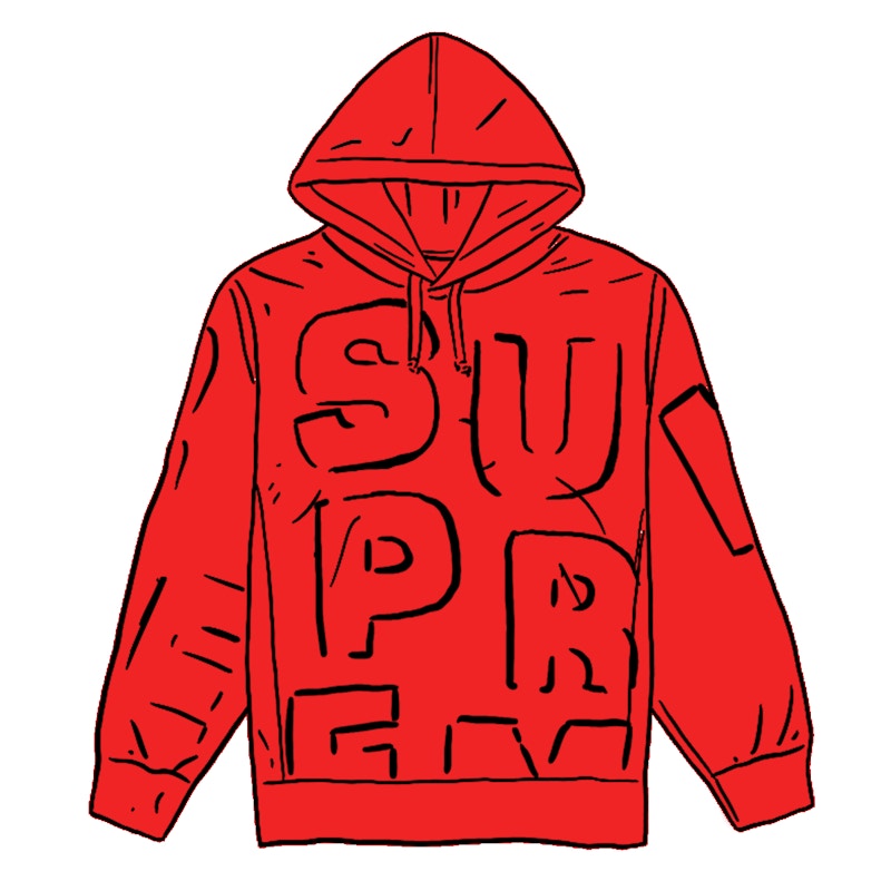 Supreme Cutout Letters Hooded Sweatshirt Red