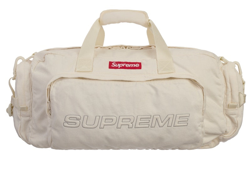 Supreme Denim Duffle Bag White