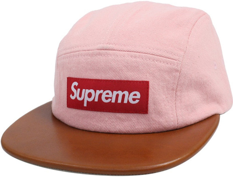 Supreme Denim Leather Visor Pink