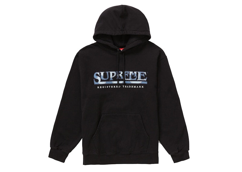 Supreme Denim Logo Hooded Sweatshirt Black
