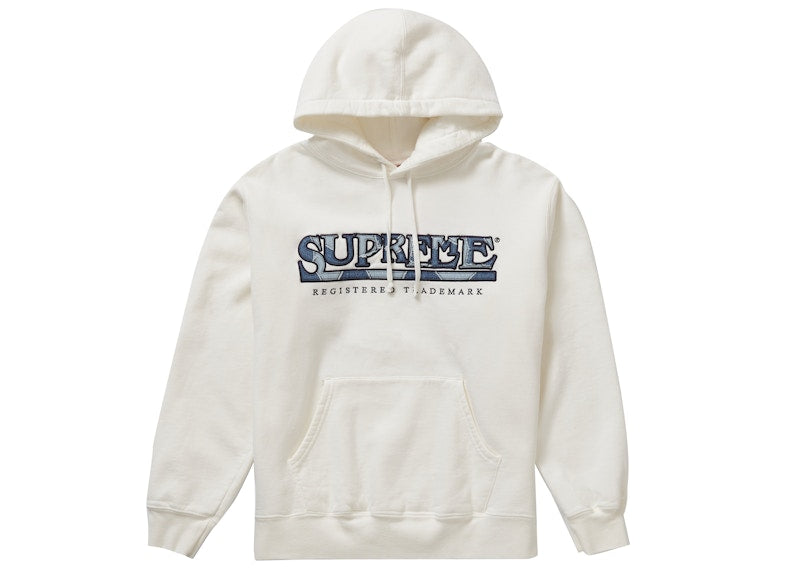 Supreme Denim Logo Hooded Sweatshirt White