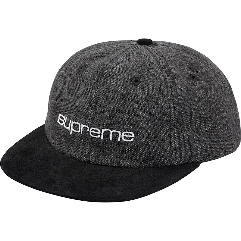Supreme Denim Suede Compact Logo 6-Panel Black