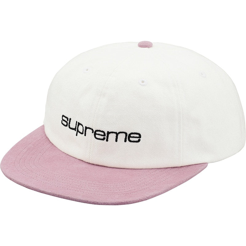 Supreme Denim Suede Compact Logo 6-Panel White