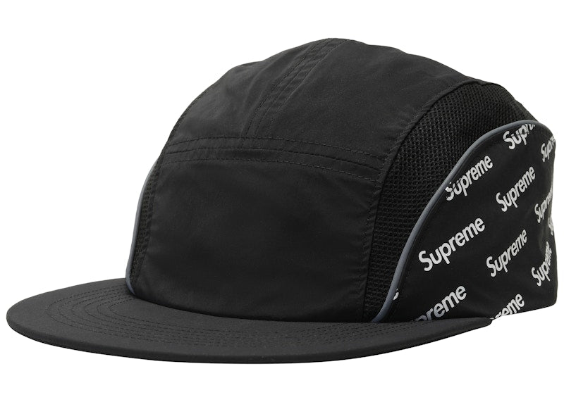Supreme Diagonal Logo Side Panel Camp Cap Black