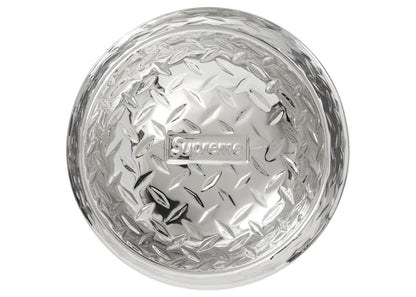 Supreme Diamond Plate Dog Bowl Silver