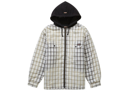 Supreme Dickies Plaid Hooded Zip Up Shirt White
