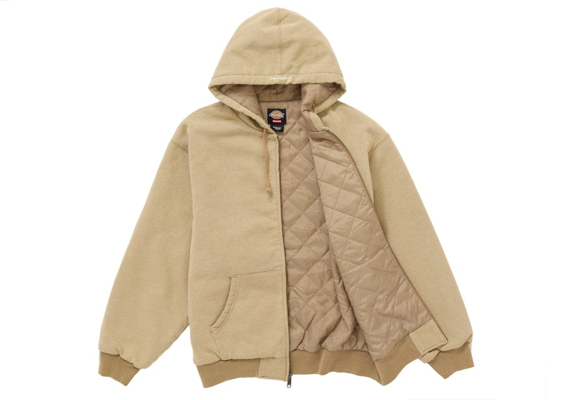 Supreme Dickies Quilted Lined Zip Up Hooded Sweatshirt Brown